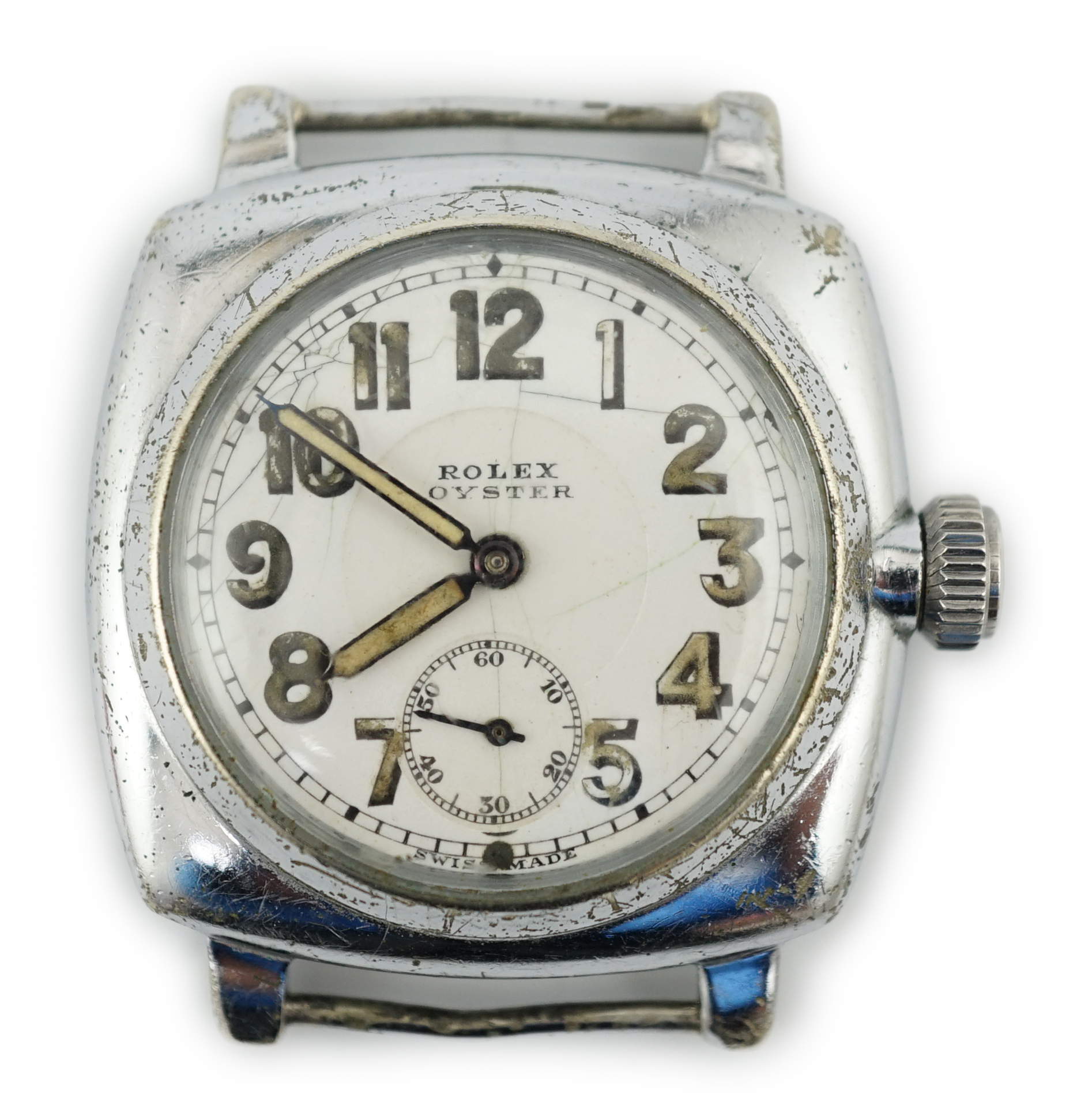 A gentleman's 1920's stainless steel Rolex Oyster manual wind wrist watch